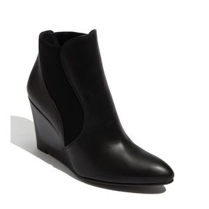 👀 Stuart Weitzman Fjord Wedge Leather Bootie Sz 9